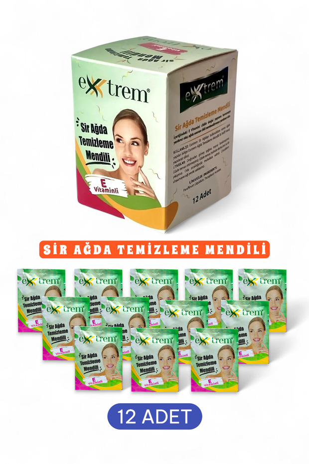 Extrem Sir Ağda Temizleme Mendili | Ağda Sonrası Temizleme Mendili - E Vitaminli 12 Adet