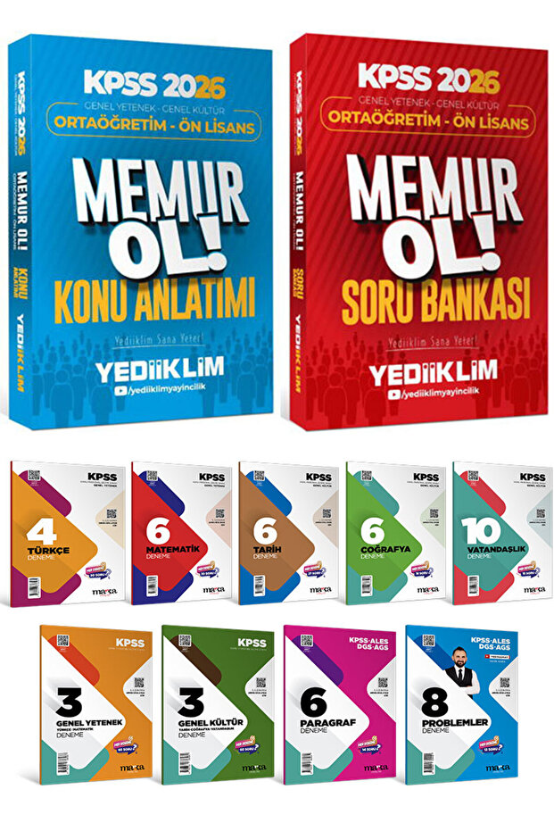 Yediiklim Yayınları 2026 KPSS GY GK Ortaöğretim Ön Lisans Memur Ol Konu ve Soru Bankası Seti