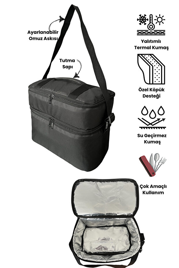 22 Lt Two Layer Thermal Cooler Bag - Keeping Hot and Cold Insulated Outdoor Camping Picnic Cooler