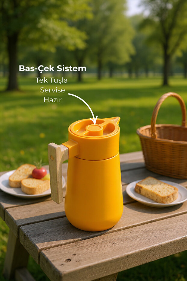 Bambu Saplı Çelik Termos Turuncu 1,5 Litre - 3