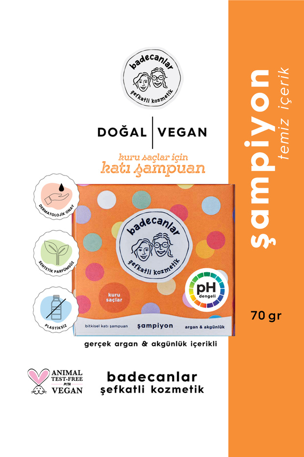 Herbal Natural Solid Shampoo for Dry Hair with Argan and Akgünlük 70Gr