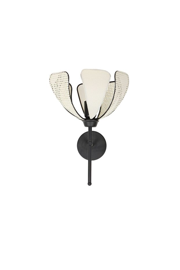 Lotus Model Dekoratif Pilli Duvar Apliği - Siyah Çerçeveli Kumaş Kaplama-Modern Aydınlatma - 2