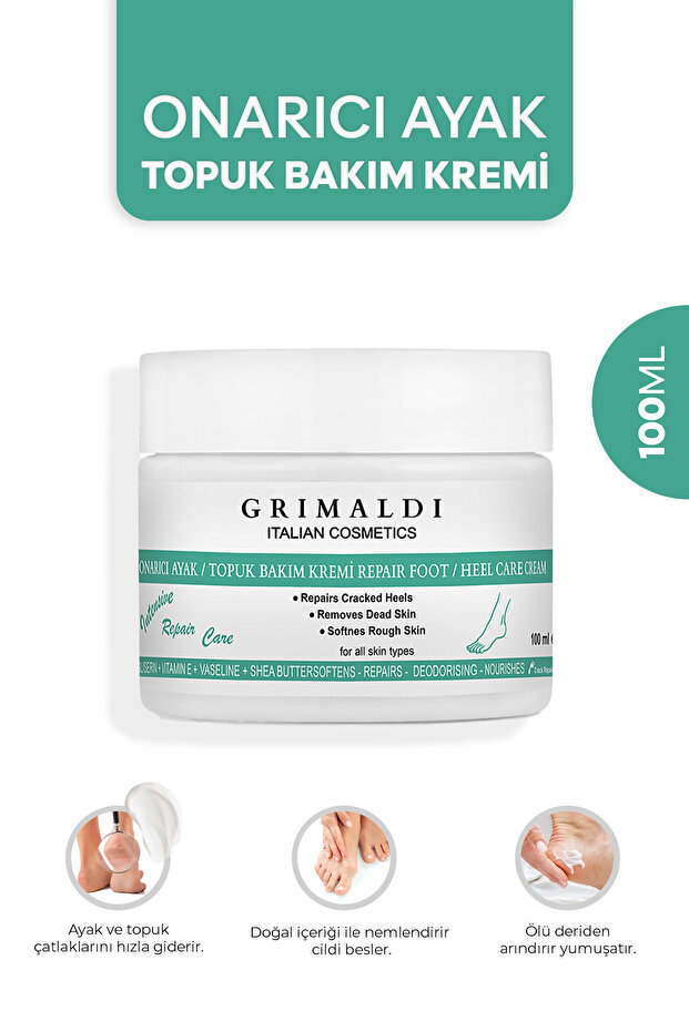 GRİMALDİ Onarıcı Ayak Topuk Çatlak Kremi, Etkili Bakım | Vitamin E + Yoğun Nem & Ferahlatıcı Etki Grmldm03