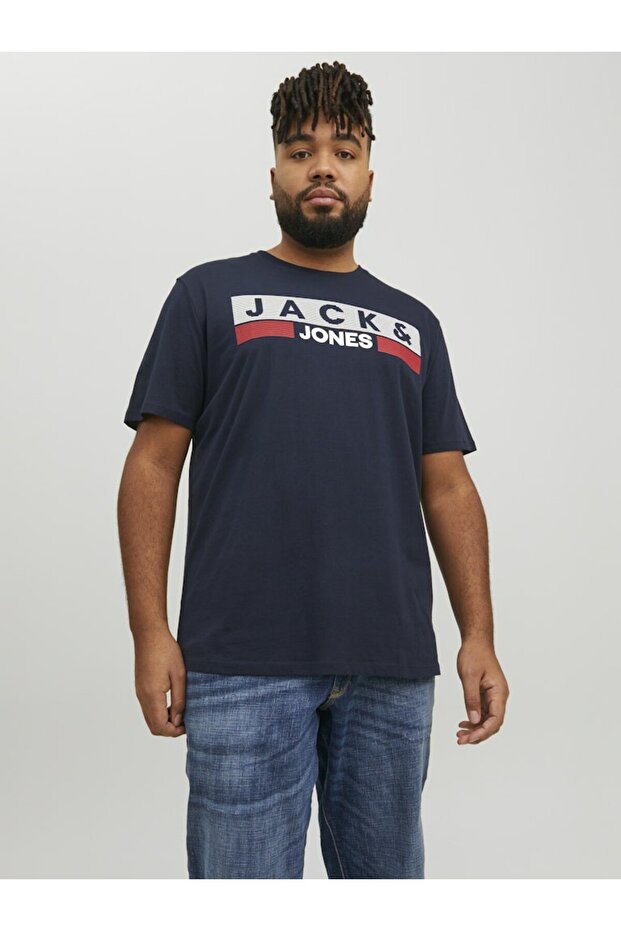 Men's Navy Blue2 Jjecorp Logo Tee Ss O-Neck Noos Pls Plus Size T-Shirt 12158505-Navyplay