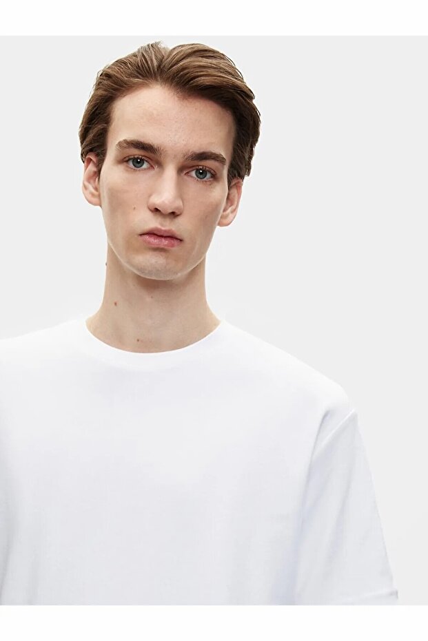 Basıc Loose Beyaz T-shırt - 4