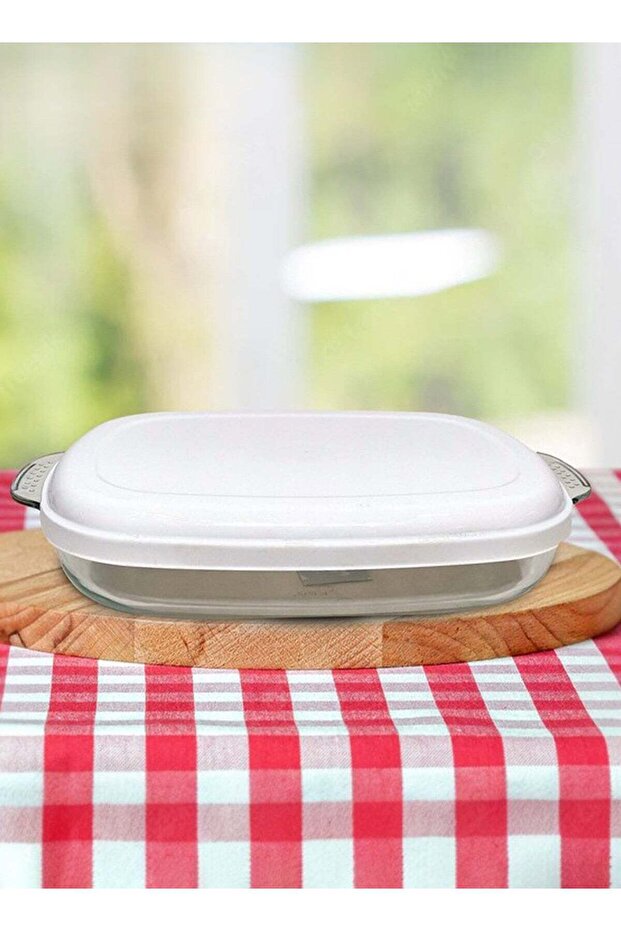 Refan Glass Pyrex Oven Tray with Lid - in 3.9L