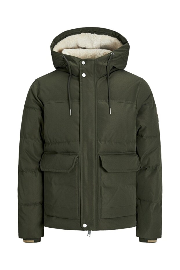 Men's Green Jjcarl Puffer Jacket Coat 12256901 -Rose