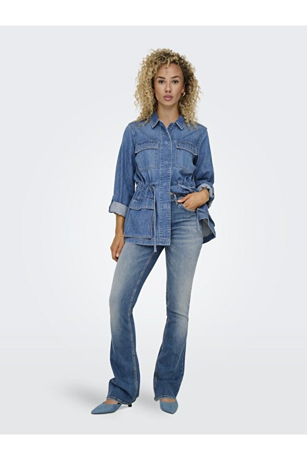 Women's Blue Onlblush Mid Flared Dnm Dot741 Noos Jean 15339447-Mediumblu