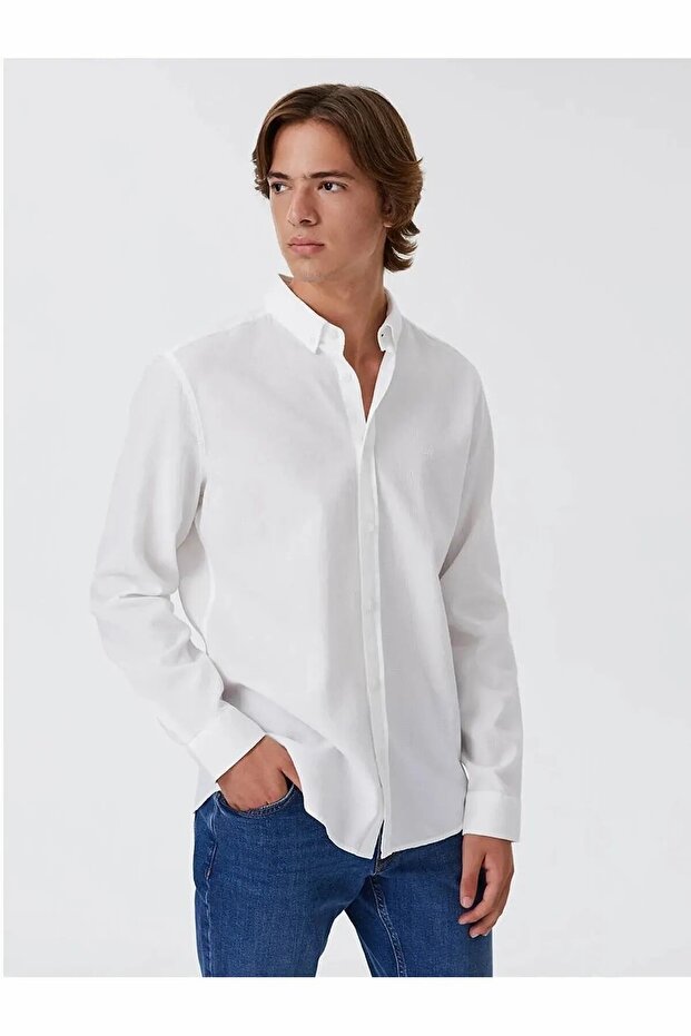 Men's White1 Lf 2030872 White m Shg Shirt Lf2030872-White