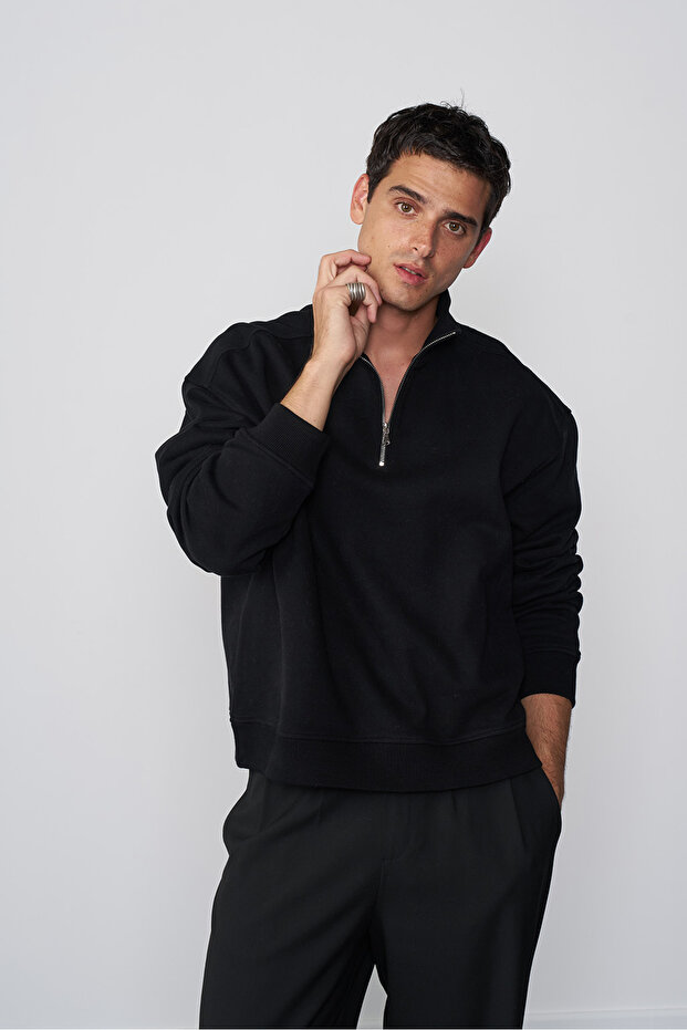 Dik Yaka Oversize Sweatshirt - 1