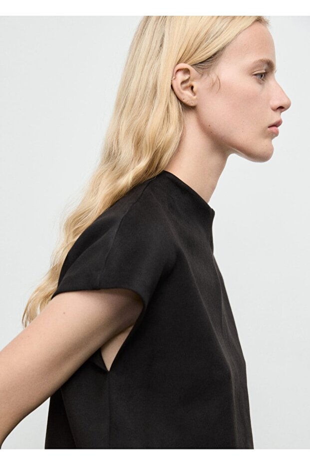 Deri görünümlü tişört - 8