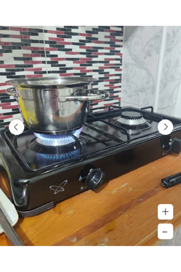 2 Gözlü Tüplü Ocak Emaye Set Üstü Ocak İkili Ocak Karavan Kamp Ocağı Küçük Tüplü Ocak - 2