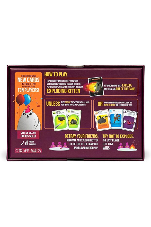 Exploding Kittens Party Pack, The Oatmeal, 2-10 Players, Ages 7+ - 7