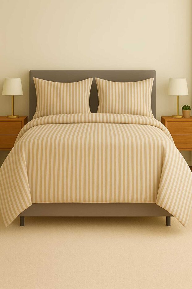 Classy Twill King Size Duvet Cover Set 240x220 Cm Beige