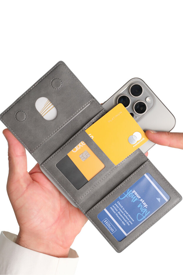 Storm Gray Magnetic Adhesive 5 Chamber Magnetic Card Holder