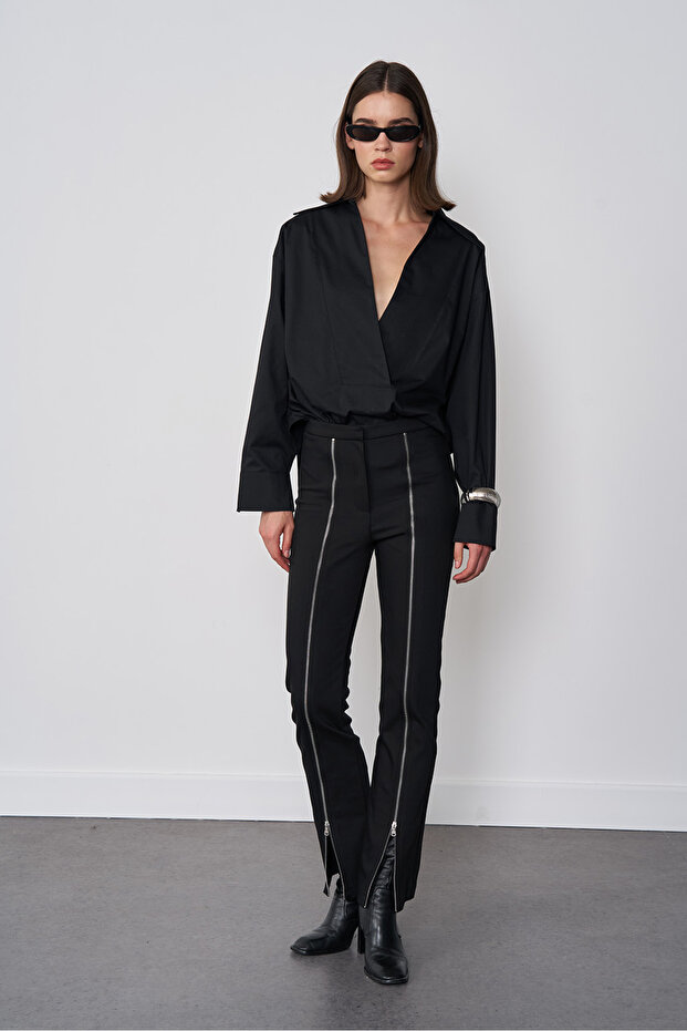 Fermuar Detaylı Pantolon - 1