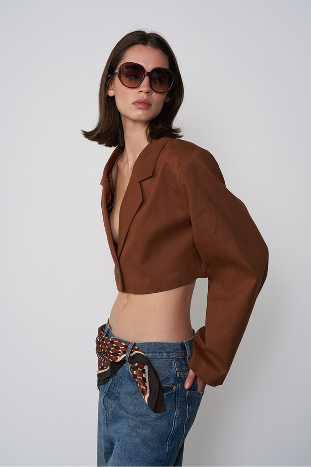 Balon Kol Crop Ceket - 2