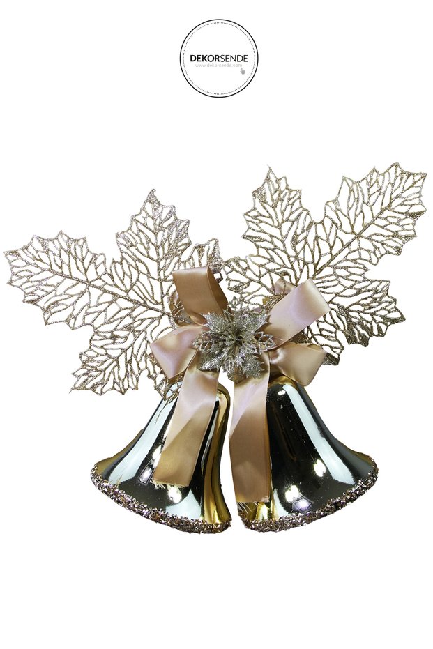 Christmas Ornament Lace Leaf Bell Champagne 30 cm