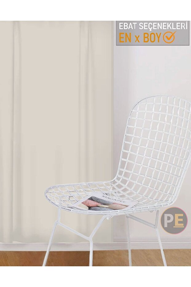 Ecru Cream Satin Sunshade Curtain - Compatible with Background and Tulle Curtains, Ready and Convenient to Use. - 3