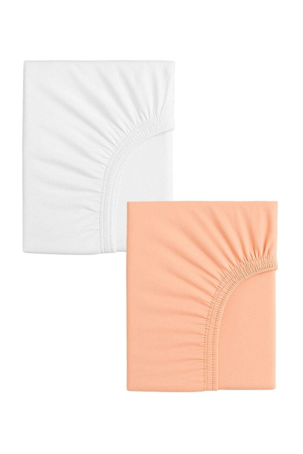 2 Pieces 70 X 120 X 20 cm Mother's Side Elastic Combed Cotton Fabric Baby Bed Sheet