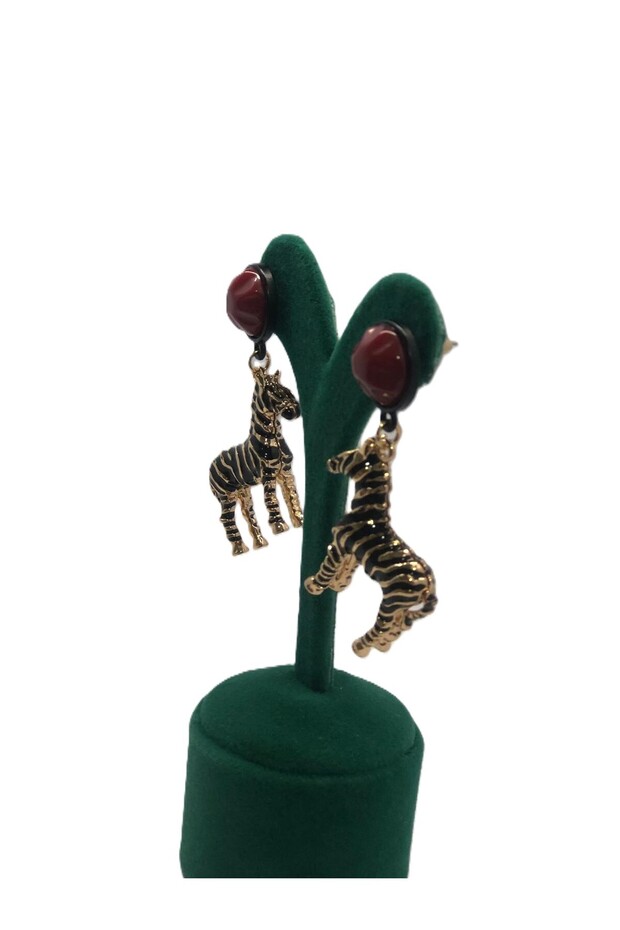 Lc & Luniva Collection- Modern Steel Earrings with Zebra Pattern -Jewelry