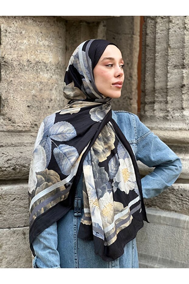 Gül Desen Bambu Şal - 5