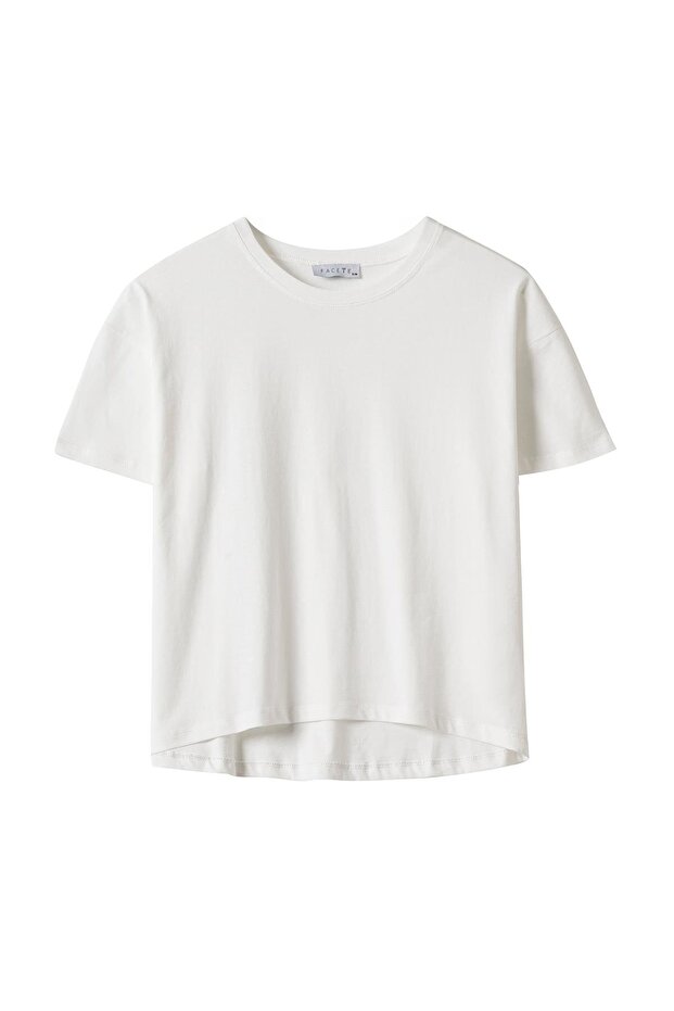 Kadın Beyaz Basic Kısa Kol Tişört - 1