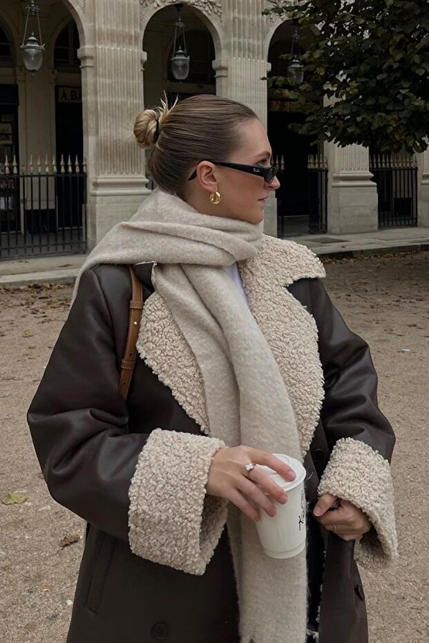 Unisex Puffy Lightweight Scarf Linen Color