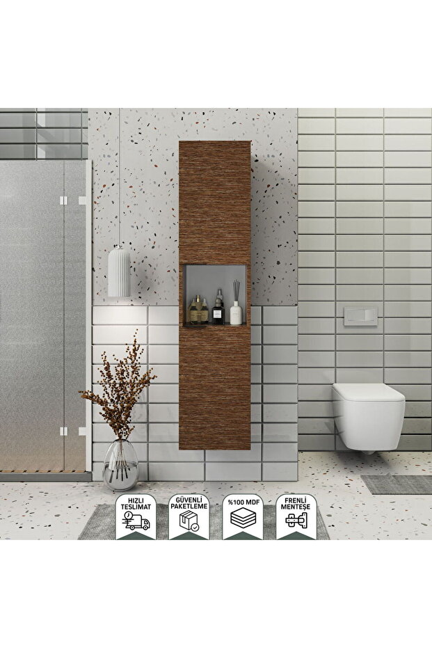 Fix Arya Ve Loft Uyumlu Boy Dolabı Renk Aybe Kahve - 1