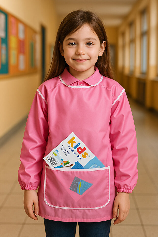 Size 4 (8-12 Years) Pink Paint Apron Water and Paint Resistant Quality Product