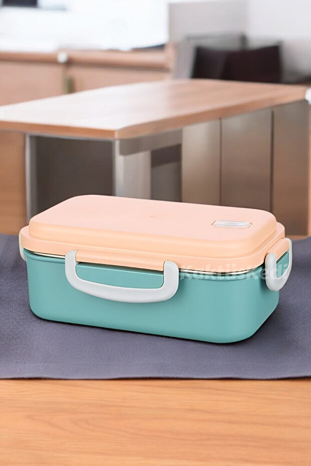 Aurora 2-Compartment Stainless Steel Leak-Proof Food Container - Food Transport and Storage Box Turquoise