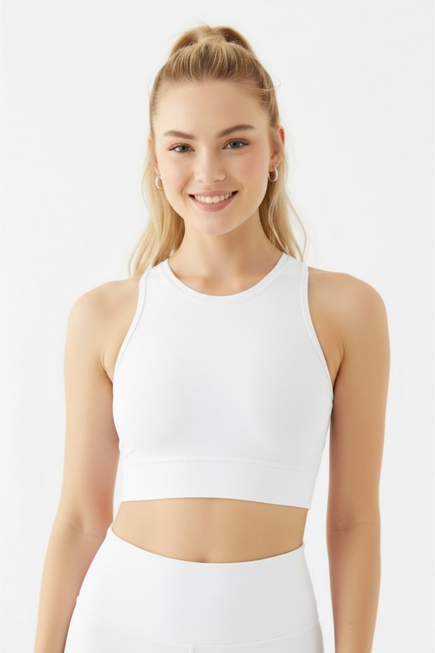 Women's Halter Neckline Gathering Crop Top Diver Sports Blouse Sports Bras