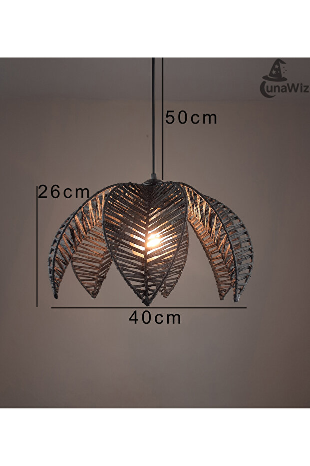 Nilüfer Doğal Kağıt Rafya Avize - 5