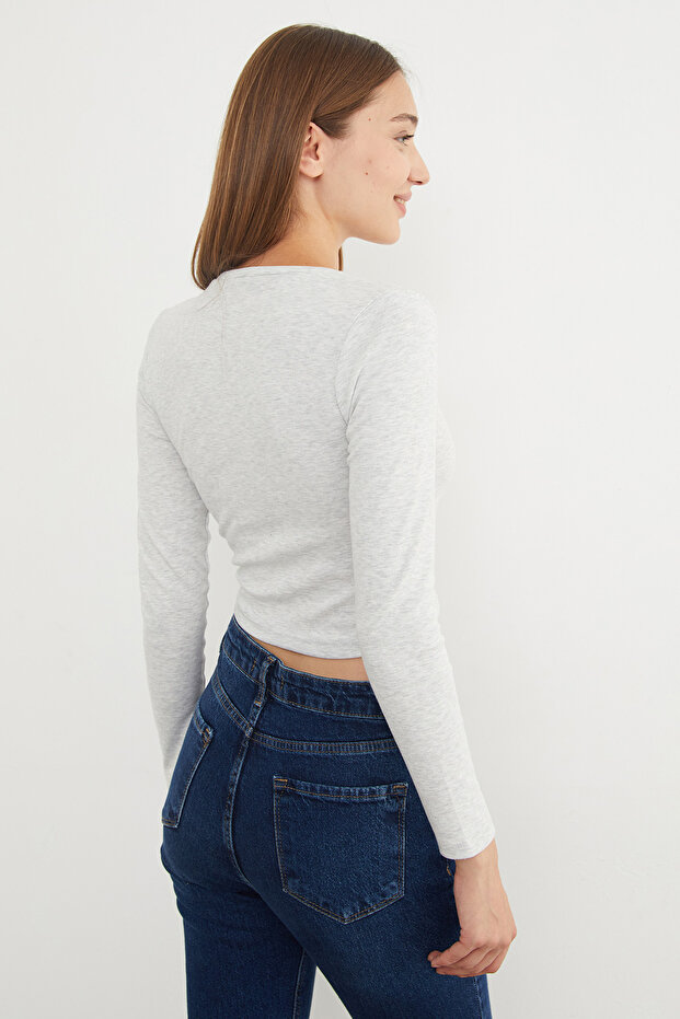 Body Crop Basic Crew cu mânecă lungă - 6