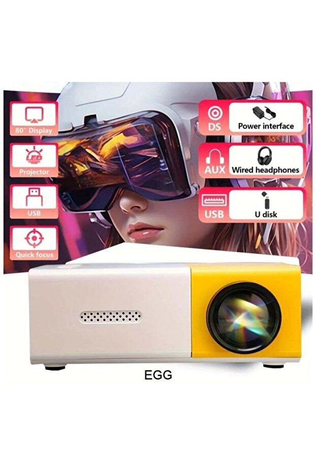 Smart Mini Projector High Resolution Projector 1080p Universal Compatble Ps5/iphone/android/hdmi/usb - 1