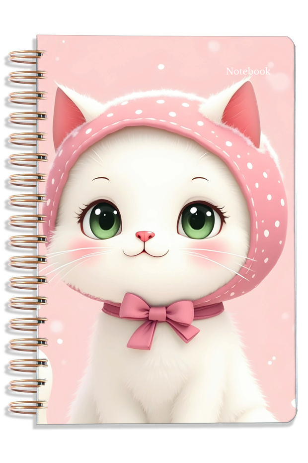 A5 (14X21Cm) Cat Series Spiral School Notebook 80 Sheets Set of 4 - Lined - 4
