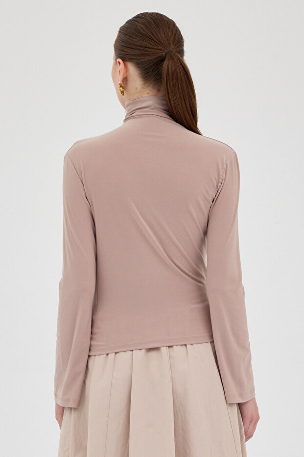 2517 Drawstring Long Sleeve Blouse Beige - 5