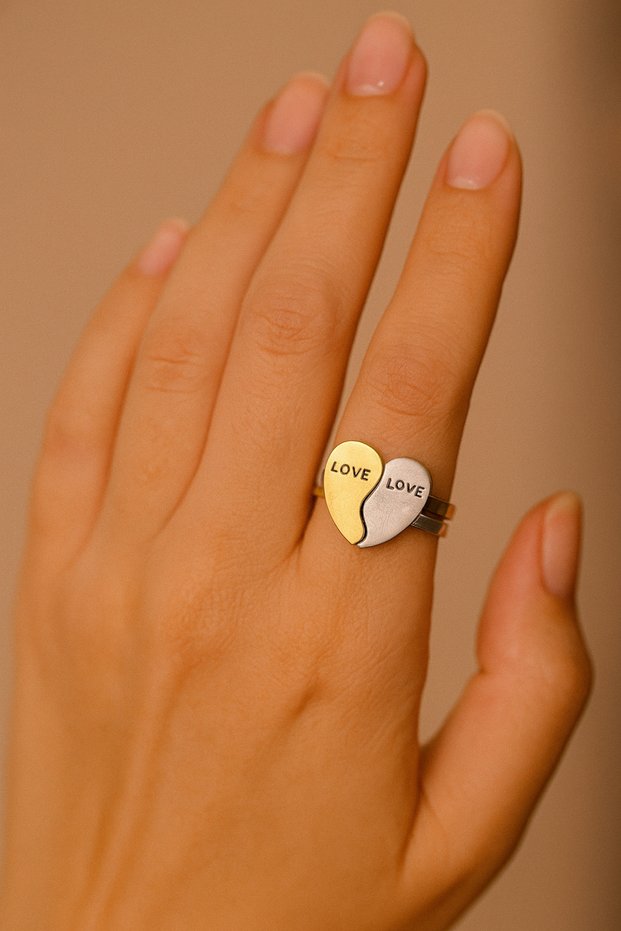14 February Valentine's Day Special Stainless Steel Set of 2 Love Rings
