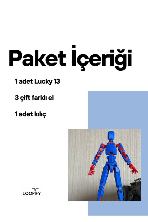 Lucky 13 Aksiyon Figürü Robot Oyuncak 13cm Mavi Kırmızı - 2