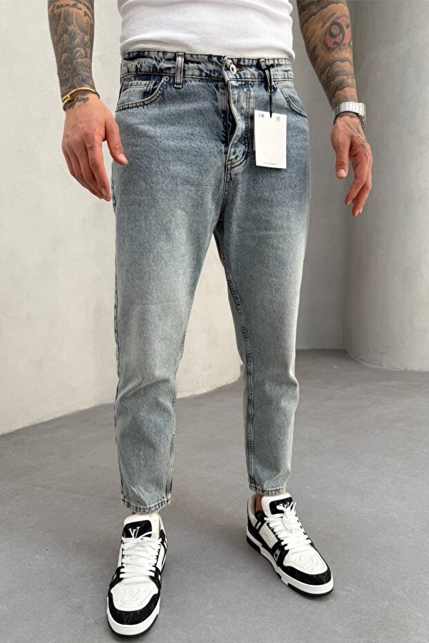Men's Denim Fabric Blue Boyfriend Fit Jean Jeans Trousers Mz0683