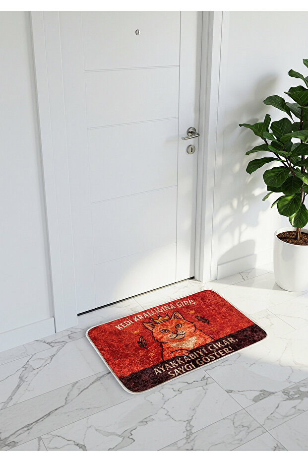 Kapı Önü Paspas - Kedili Mizahi Paspas - Dekoratif Paspas - 1