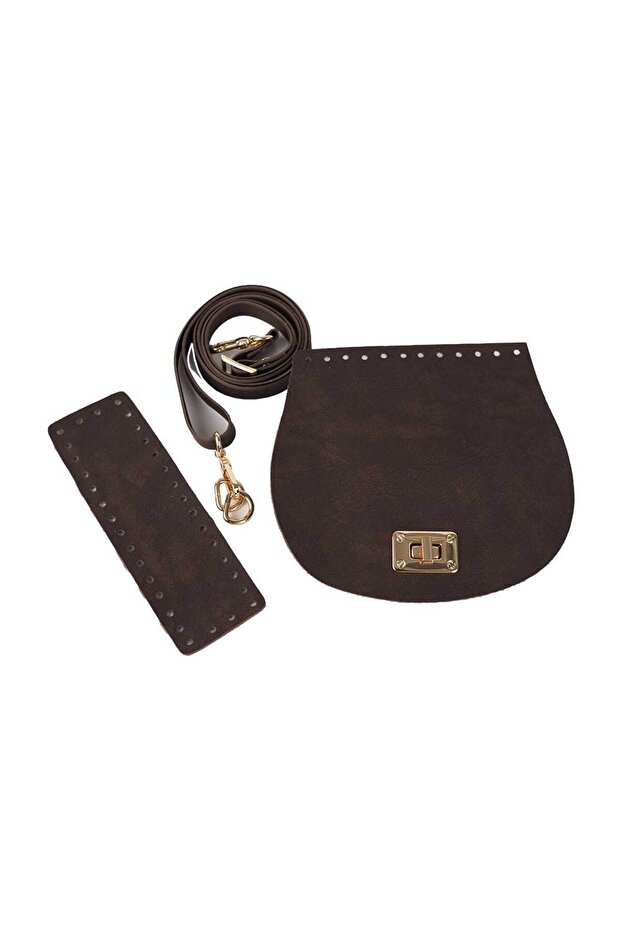 Premium Quality Faux Leather Bag Cover Set with Base - Dark Brown Color - Gold Hardware