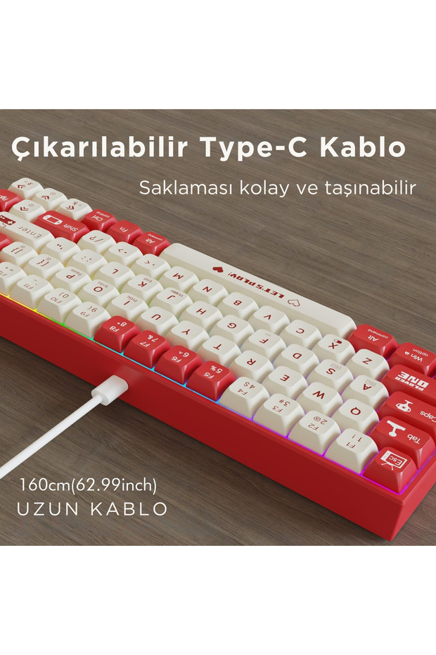 Ak680 Kırmızı Switch Hot-swap Kablolu Mekanik Oyuncu Gaming Klavye - 3