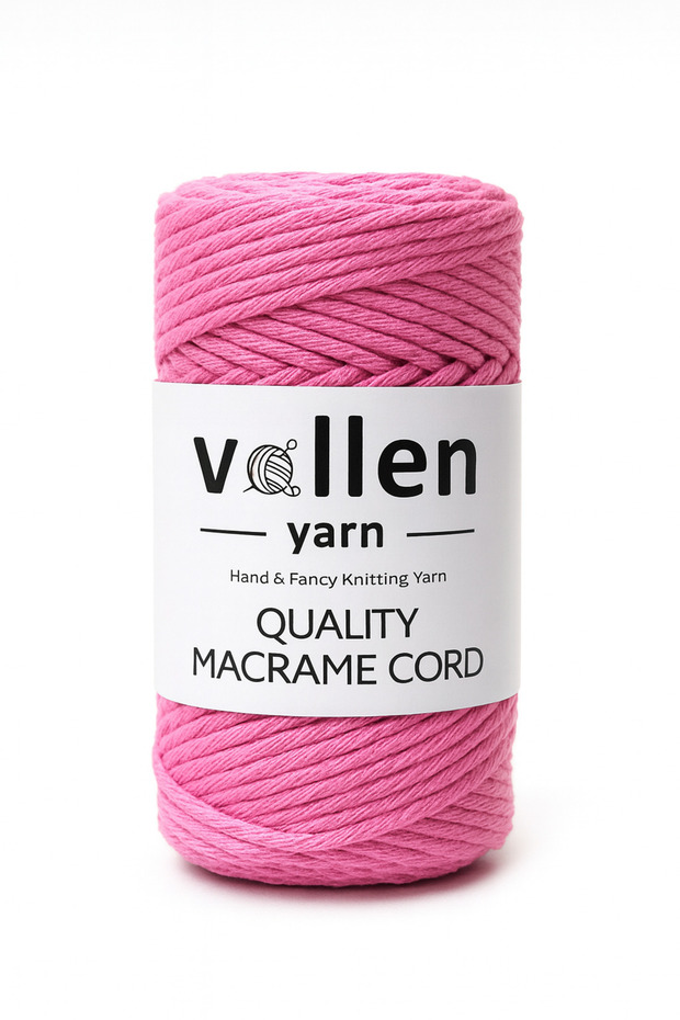 Taranan Makrome Ipi, 3mm Tek Büküm,makrome Örgü Ipi, Taranabilir Pamuk Makrome, Pudra Pembe - 1