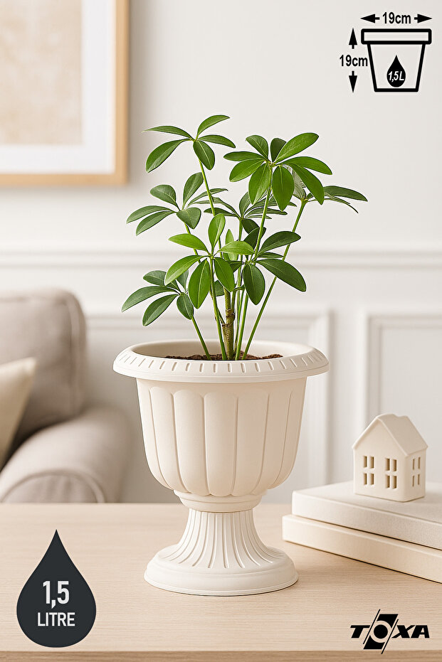 2 Adet Nergis Saksı 19cm Ayaklı Plastik Deliksiz Çiçek Saksısı - 8