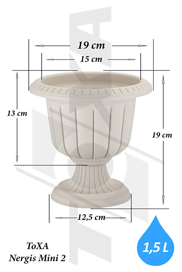 2 Adet Nergis Saksı 19cm Ayaklı Plastik Deliksiz Çiçek Saksısı - 2