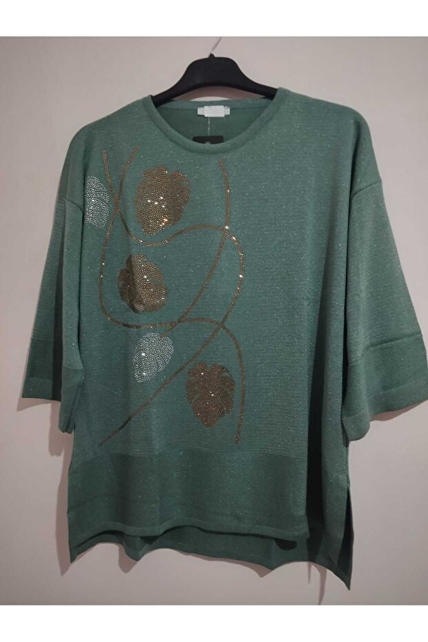 1st quality knitwear, shiny, three-quarter sleeve, relaxed fit, cotton sweater