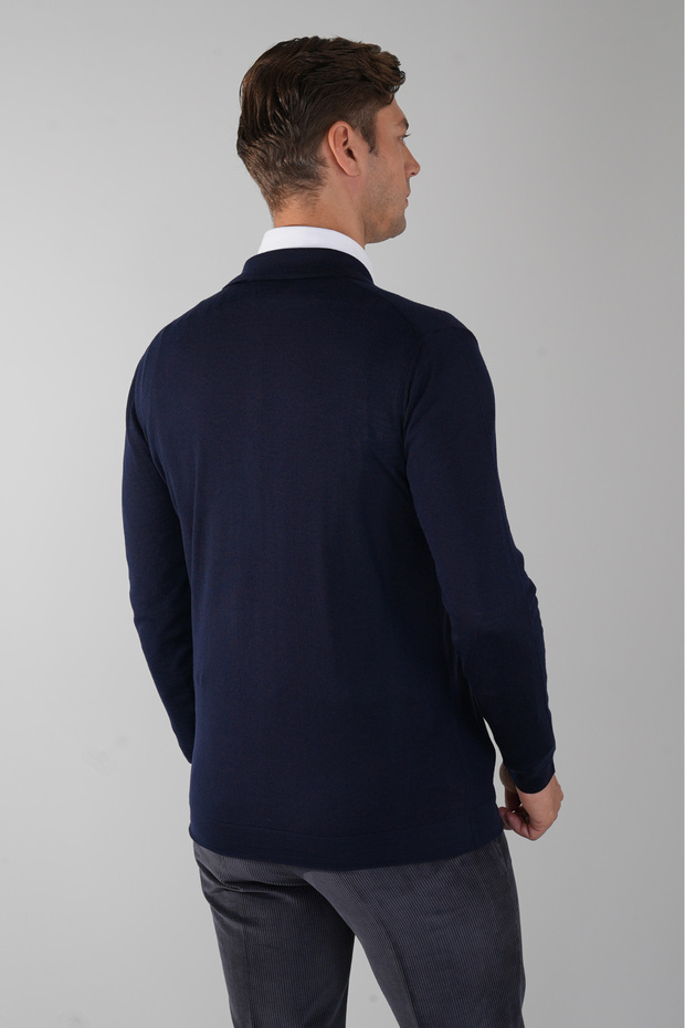 YünLacivert Erkek Triko Hırka - 2