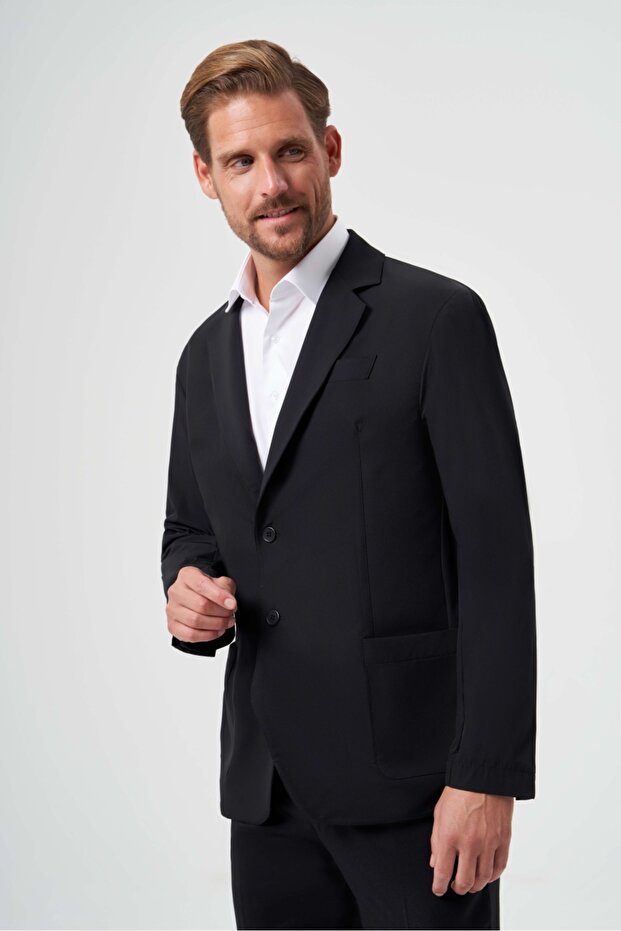 سترة رجالية سوداء - 1