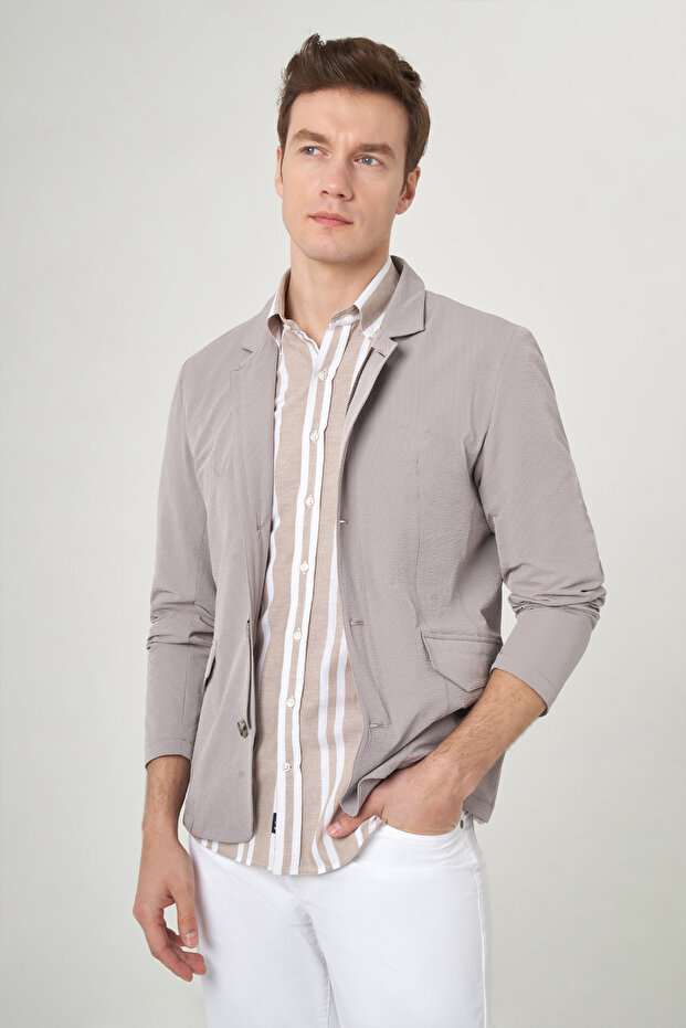 Stone Men's Buttoned Jacket Coat - 1